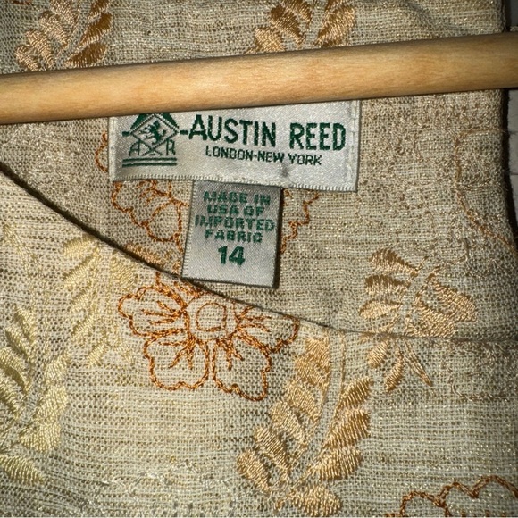 Austin Reed Womens Tan Sleeveless Embroidered Orange Flowers Dress 14 - Picture 6 of 11